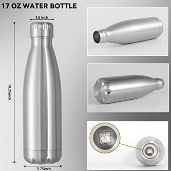 1 Pk FINEDINE Double Walled Vacuum Insulated Stainless Steel Water Bottle - Picture 7 of 9